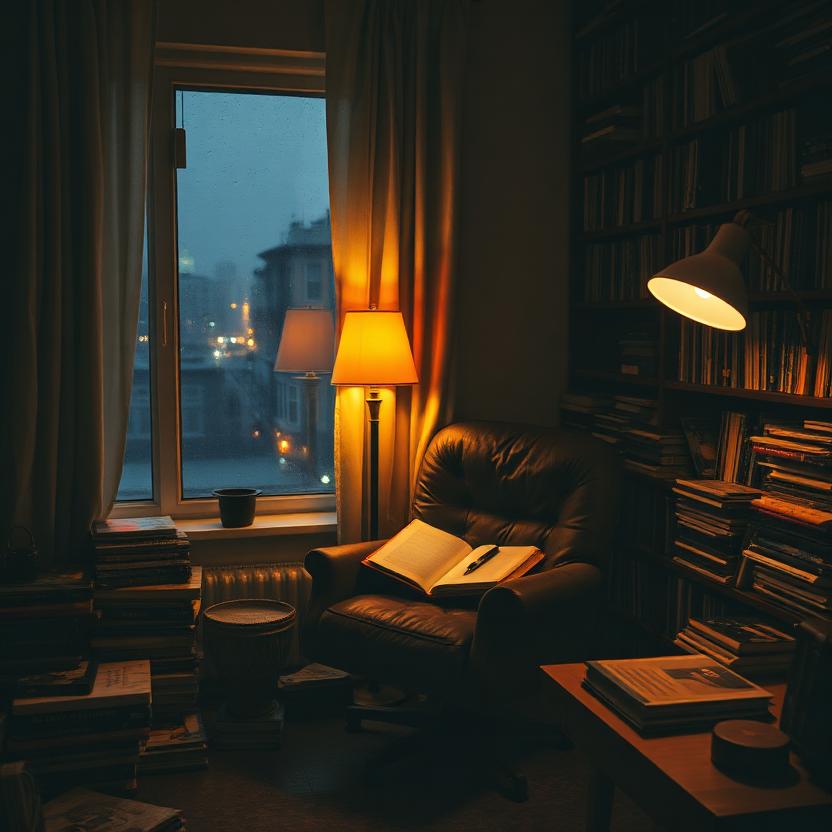 at home — books, records, the 4 a.m. corner
