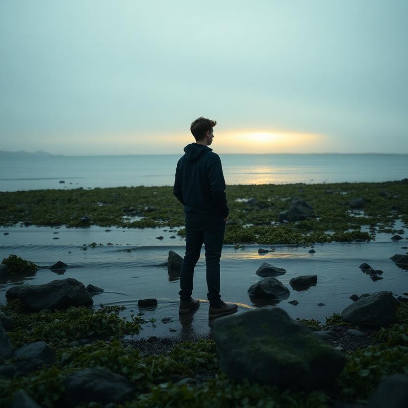 out in nature — the shore, the kelp line